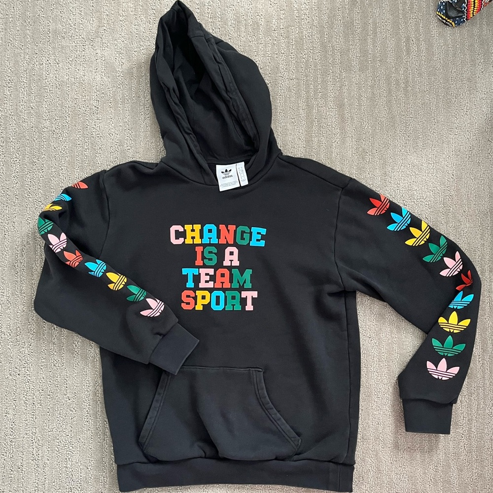 Adidas Mens Change is a Team Sport Hoodie Sweatshirt Small